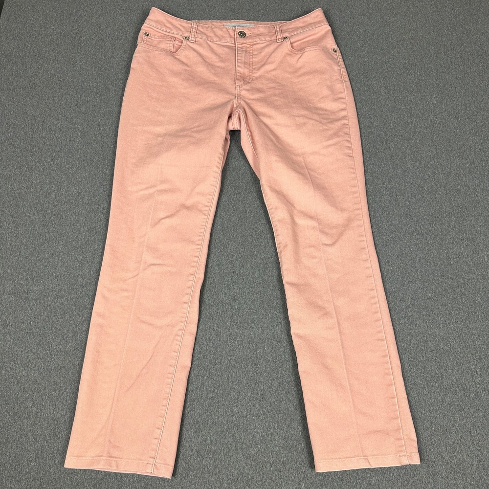 Chico's Platinum Denim Womens Size 1 Regular Pink Ultimate Fit Slim Leg Jeans
